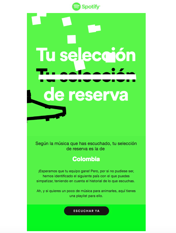 ejemplo newsletter spotify Colombia