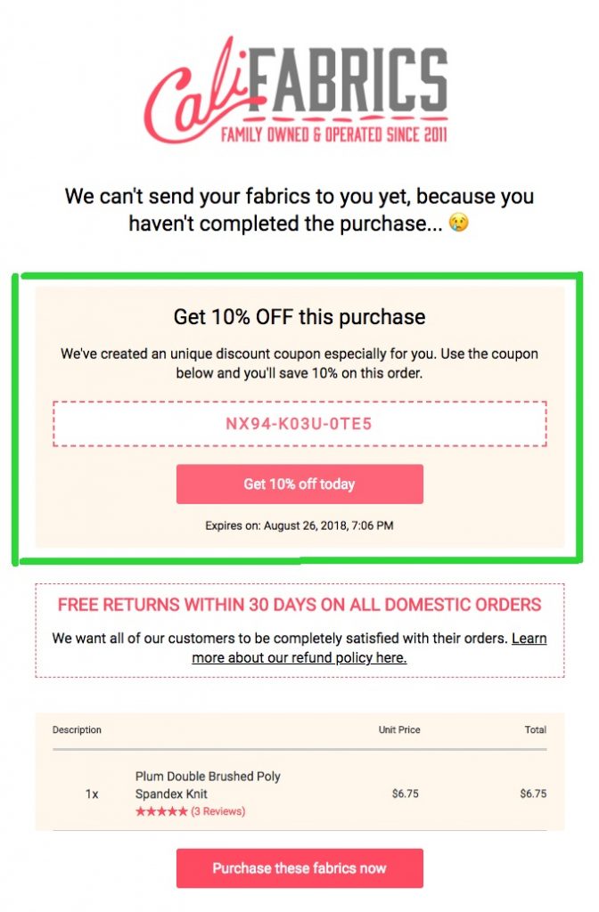 A very visual coupon from CaliFabrics