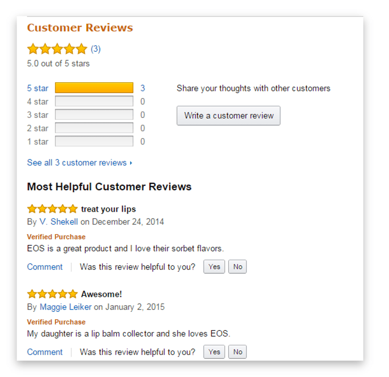 Amazon's curtomer reviews