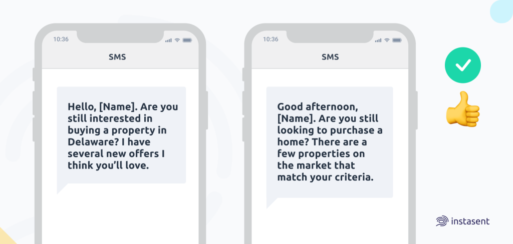 Follow-ups real estate sms template