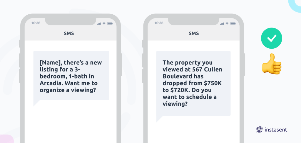 Sending listings real estate sms template