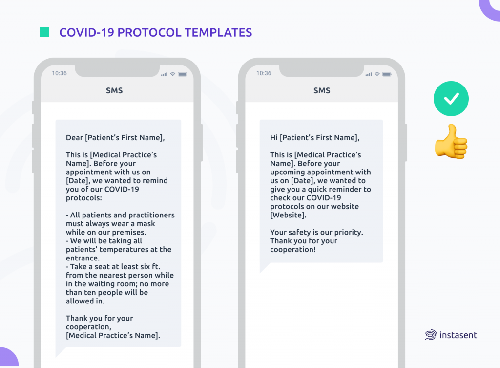 Doctor Covid-19 Protocol SMS Templates