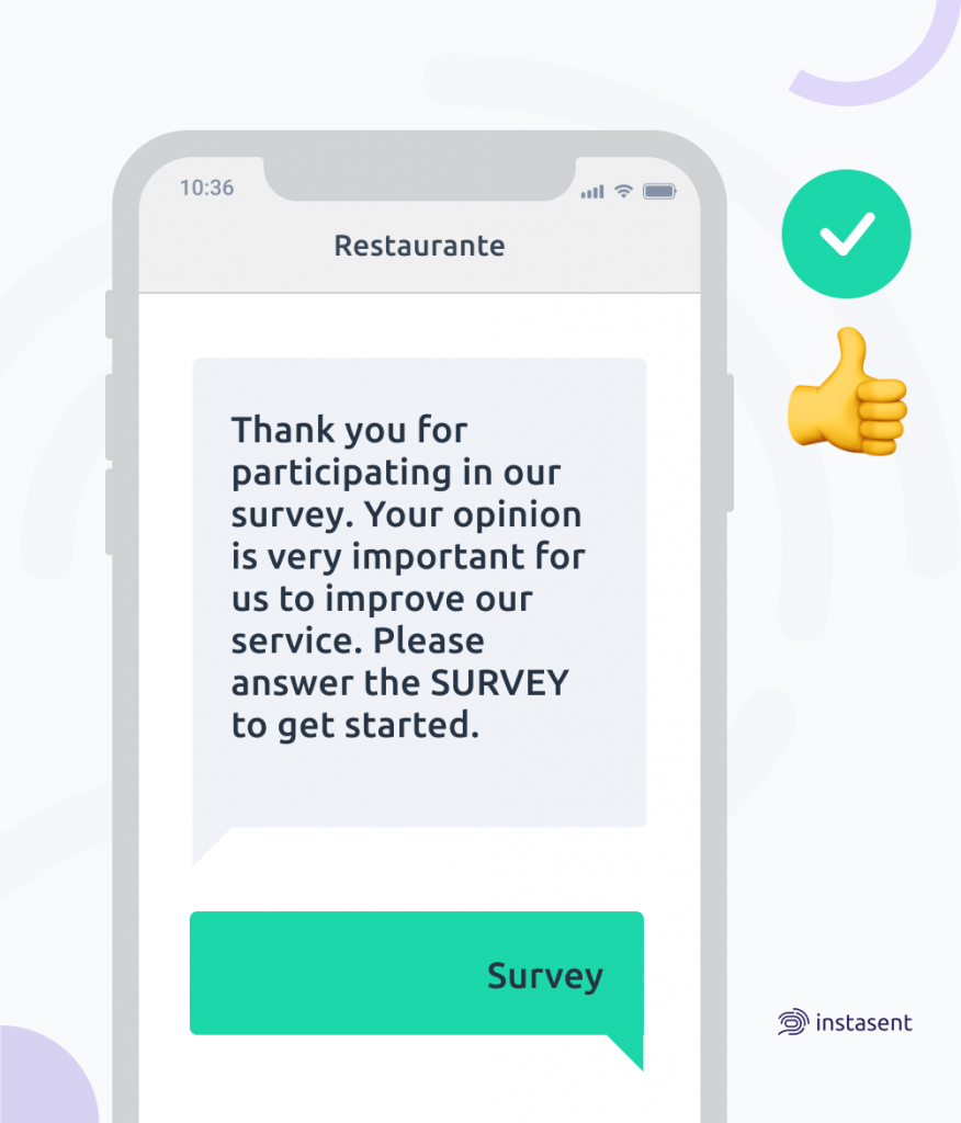 SMS example for satisfaction survey